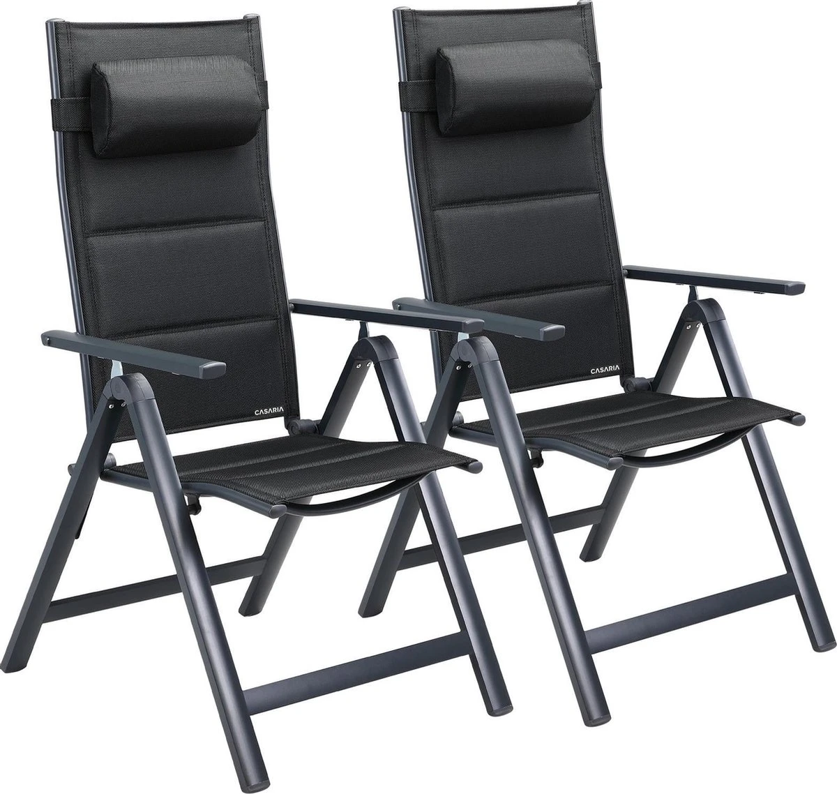Casaria Tuinstoel Aluminium - 2 Stuks Inklapbaar - Antraciet 3 Casaria Tuinstoel Aluminium - 2 Stuks Inklapbaar - Antraciet