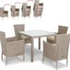 Casaria Polyrattan Tuinset - 4 Stoelen & Tafel 90x90 Cm - Beige Grijs -Tuinmeubelen Winkel 1200x1138 4