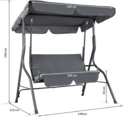 Merkloos Casaria Hollywood Schommel - Antraciet - Incl. Zonnekap -Tuinmeubelen Winkel 1200x1139