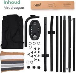 Vita5 Hangmat Met Standaard – 2 Persoons – Incl. Bekerhouder – 205kg Draaggewicht – Blauw/Wit/Bruin 21 Vita5 Hangmat Met Standaard – 2 Persoons – Incl. Bekerhouder – 205kg Draaggewicht – Blauw/Wit/Bruin -Tuinmeubelen Winkel 1200x1143 7