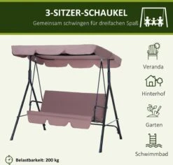 Outsunny Hollywoodschommel 3-zits Tuinschommel Schommelbank Met Dak 3 Kleuren 84A-054 -Tuinmeubelen Winkel 1200x1147