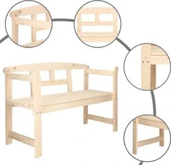 Merkloos Springos Tuinbank | Tuinbankje | Zitbank Buiten | Naaldhout | 119 X 78 X 45 Cm | Licht -Tuinmeubelen Winkel 1200x1152