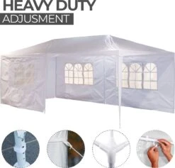 MaxxGarden Partytent - Paviljoen - 300 X 600 X 250 Cm - Met Zijwanden - Waterdicht Pro - 32mm Buizen – Wit -Tuinmeubelen Winkel 1200x1153