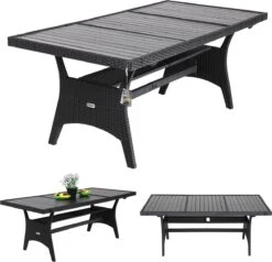 Casaria Polyrattan Tuintafel - WPC Tafelblad 190x90x74 Cm – Zwart -Tuinmeubelen Winkel 1200x1154 1