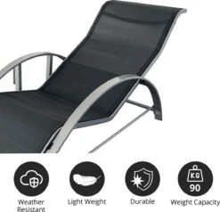 MaxxGarden Ligbed Set - 2 Stuks Zwart - Met Tafel - Sun Loungers - Loungebed -Tuinmeubelen Winkel 1200x1155 1