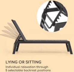 Blumfeldt Renazzo Lounge Ligstoel - Ligbed Voor De Tuin - Aluminium Tuinstoel - 6 Standen - Waterafstotend - Bekleding Van 70 % Pvc En 30 % Polyetheen - Zwart -Tuinmeubelen Winkel 1200x1157 1