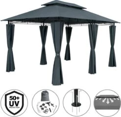 Casaria Paviljoen Topas 3x4m - UV-bescherming 50+ - Antraciet -Tuinmeubelen Winkel 1200x1160 2