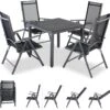 Tuinset 4 + 1 Klapstoelen Tuintafel – Aluminium 80x80cm - Grijs -Tuinmeubelen Winkel 1200x1169 1