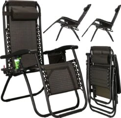 Springos Tuinstoel | Ligstoel | Opvouwbaar | Verstelbaar | Ergonomische Hoofdsteun | Bruin / Zwart -Tuinmeubelen Winkel 1200x1171 2