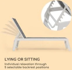 Blumfeldt Renazzo Lounge Ligstoel - Ligbed Voor De Tuin - Aluminium Tuinstoel - 6 Standen - Waterafstotend - Bekleding Van 70 % Pvc En 30 % Polyetheen - Grijs -Tuinmeubelen Winkel 1200x1171 3