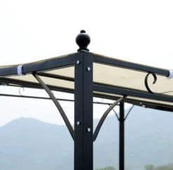 Outsunny Pergola Partytent Paviljoen Overkapping Tent Metaal Crème 297x297 Cm 84C-038 -Tuinmeubelen Winkel 1200x1175 2