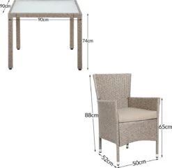 Casaria Polyrattan Tuinset - 4 Stoelen & Tafel 90x90 Cm - Beige Grijs -Tuinmeubelen Winkel 1200x1175 4