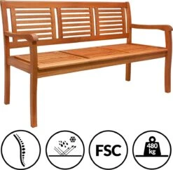 Casaria Tuinbank - FSC®-Gecertificeerd Eucalyptushout - 153cm Bruin -Tuinmeubelen Winkel 1200x1176