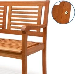 Casaria Tuinbank - FSC®-Gecertificeerd Eucalyptushout - 153cm Bruin -Tuinmeubelen Winkel 1200x1177 2