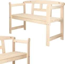 Merkloos Springos Tuinbank | Tuinbankje | Zitbank Buiten | Naaldhout | 119 X 78 X 45 Cm | Licht -Tuinmeubelen Winkel 1200x1178