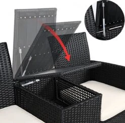 Casaria Tuinbank Polyrattan – 2 Zitter Incl. Tafel & Kussens – Zwart -Tuinmeubelen Winkel 1200x1179 2