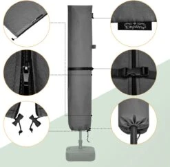 Kingsleeve Parasolhoes Tot Ø 330cm - Weerbestendig Robuust - Grijs -Tuinmeubelen Winkel 1200x1181