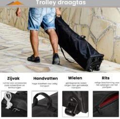 Easy Up Partytent - Partytent - Paviljoen - Partytent Opvouwbaar - Partytent 3x3 - Partytent Met Zijwanden - Inclusief Trolley - Waterdicht - UV 50+ Bescherming - Met Ramen - 16 Kg - Staal - Antraciet - 300 X 300 Cm -Tuinmeubelen Winkel 1200x1188 2