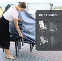 Chefarone Beschermhoes Tuinstoelen - Tuinstoelen Hoes - Tuinmeubelen - Weerbestendig - UV-bescherming - Grijs -Tuinmeubelen Winkel 1200x1190