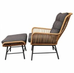 BUITEN Living Dex Wicker Loungestoel Tuin Incl. Wicker Voetenbank | Wicker + Aluminium | Bamboe Antraciet -Tuinmeubelen Winkel 1200x1190 3