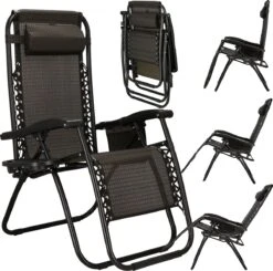 Springos Tuinstoel | Ligstoel | Opvouwbaar | Verstelbaar | Ergonomische Hoofdsteun | Bruin / Zwart -Tuinmeubelen Winkel 1200x1191 6