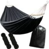 Dubbele Hangmat Zwart Met Spreidstok - 1 Of 2 Persoons - Lig Oppervlak 190x150cm - Lengte 260cm 2 Dubbele Hangmat Zwart Met Spreidstok - 1 Of 2 Persoons - Lig Oppervlak 190x150cm - Lengte 260cm -Tuinmeubelen Winkel 1200x1194 8