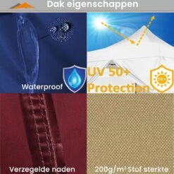 Easy Up Partytent - Partytent - Paviljoen - Partytent Opvouwbaar - Partytent 3x3 - Partytent Met Zijwanden - Inclusief Trolley - Waterdicht - UV 50+ Bescherming - Met Ramen - 16 Kg - Staal - Antraciet - 300 X 300 Cm -Tuinmeubelen Winkel 1200x1195 6