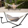 Vita5 Hangmat Met Standaard – 2 Persoons – Incl. Bekerhouder – 205kg Draaggewicht – Blauw/Wit/Bruin -Tuinmeubelen Winkel 1200x1197 18