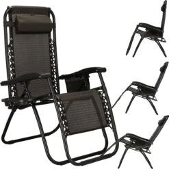 Springos Tuinstoel | Ligstoel | Opvouwbaar | Verstelbaar | Ergonomische Hoofdsteun | Bruin / Zwart -Tuinmeubelen Winkel 1200x1198 3