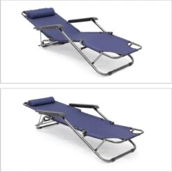 Relaxdays Ligstoel Inklapbaar - Ligbed Met Hoofdsteun - Strandstoel Verstelbaar - Camping - Donkerblauwe -Tuinmeubelen Winkel 1200x1198 6