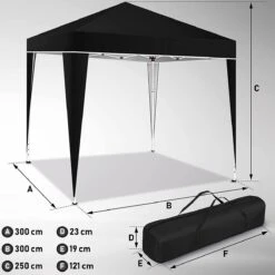Sens Design Partytent Opvouwbaar - 3 X 3m - Zwart -Tuinmeubelen Winkel 1200x1199 13