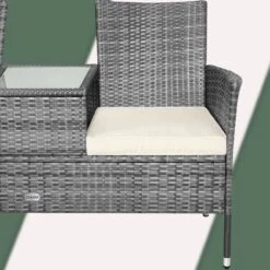 Casaria Polyrattan Tuinbank - Incl. Tafel & Kussens 7 Cm - Grijs -Tuinmeubelen Winkel 1200x1200 105