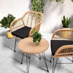 Casaria Tuinset Bali 3 Delig – 1 Tafel/2 Stoelen – Naturel Zwart -Tuinmeubelen Winkel 1200x1200 1051