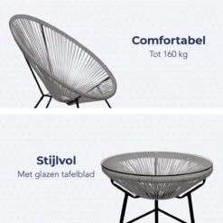 LifeGoods Acapulco Bistroset - 3-Delig - Tuinset Met Bijzettafel - Grijs -Tuinmeubelen Winkel 1200x1200 1063