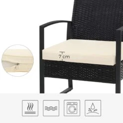 Songmics Tuinmeubelset, 3-delige Set, Van Polyrotan, Voor Outdoor, Terras, Balkon, Tuin, Eenvoudige Montage, Bijzettafel En 2 Stoelen, Zwart-beige -Tuinmeubelen Winkel 1200x1200 1083