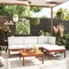 Decoways - 5-delige Loungeset Met Kussens Massief Acaciahout Crèmekleurig -Tuinmeubelen Winkel 1200x1200 1105