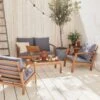 Houten Loungeset 4 Plaatsen - Ushuaïa - Grijs Kussens, Bank, Fauteuils En Lage Tafel Van Acacia, Design -Tuinmeubelen Winkel 1200x1200 1131