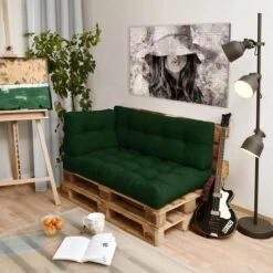 Beautissu Style – Palletkussen Set – 1x Zitkussen 120x80 Cm & 1x Rugkussen 120x40 Cm – Donker Groen -Tuinmeubelen Winkel 1200x1200 1227