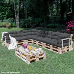 Beautissu Style – Palletkussen Set – 1x Zitkussen 120x80 Cm & 1x Rugkussen 120x40 Cm – Graphiet Grijs -Tuinmeubelen Winkel 1200x1200 1262