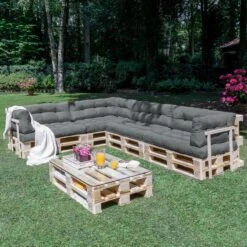 Beautissu Style – Palletkussen Set – 1x Zitkussen 120x80 Cm & 1x Rugkussen 120x40 Cm – Graphiet Grijs -Tuinmeubelen Winkel 1200x1200 1263