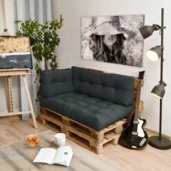 Beautissu Style – Palletkussen Set – 1x Zitkussen 120x80 Cm & 1x Rugkussen 120x40 Cm – Graphiet Grijs -Tuinmeubelen Winkel 1200x1200 1264