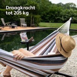 Vita5 Hangmat Met Standaard – 2 Persoons – Incl. Bekerhouder – 205kg Draaggewicht – Blauw/Wit/Bruin 18 Vita5 Hangmat Met Standaard – 2 Persoons – Incl. Bekerhouder – 205kg Draaggewicht – Blauw/Wit/Bruin -Tuinmeubelen Winkel 1200x1200 1288