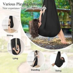 Merkloos Schommelstoel - Hangmat - Schommel - Kalmerend - Luchtdoorlatend - Kinderen - Zwart -Tuinmeubelen Winkel 1200x1200 1295