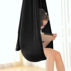 Merkloos Schommelstoel - Hangmat - Schommel - Kalmerend - Luchtdoorlatend - Kinderen - Zwart -Tuinmeubelen Winkel 1200x1200 1296