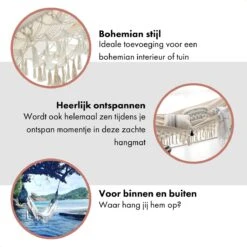 QUVIO Hangmat Voor In De Tuin - Tuinstoelen - Reishangmat Voor Camping, Outdoor En Reizen - Hamock - Katoen Ademend - Maximale Belasting Van 250KG - Lig Oppervlak Van 180 Cm - Geschikt Voor 1 Persoon - Beige -Tuinmeubelen Winkel 1200x1200 1298