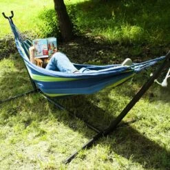 Hangmat Met Standaard En Opbergtas – 2 Persoons – Max. Draaggewicht 200Kg – Hangmatset – Hangmatten – Hang Mat Voor Binnen En Buiten – Hangmatstandaard – Hammock – Blauw / Groen -Tuinmeubelen Winkel 1200x1200 1346