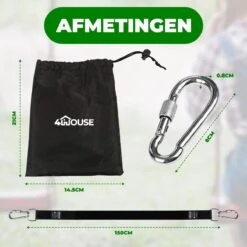 4House Ophang Koord Voor Hangmat, Hangstoel / Schommel - Hangmat Bevestigingsset Inclusief Haken - Karabijnhaak - Hangmat Standaard -Schommelophangset - Hangmat Ophangsysteem -150cm - Tot 1000kg - Boomvriendelijke Hangmat Ophangset - Set Van 2Stuks -Tuinmeubelen Winkel 1200x1200 1349