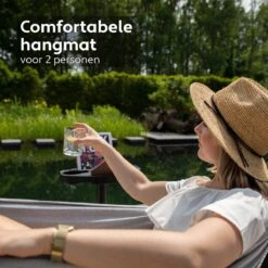 Vita5 Hangmat Met Standaard – 2 Persoons – Incl. Bekerhouder – 205kg Draaggewicht – Grijs -Tuinmeubelen Winkel 1200x1200 1364