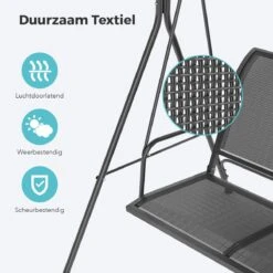 LifeGoods Schommelbank - 3-zits - Tot 250KG - Kantelbaar Dak - UV-bestendig Zonnescherm - 172x104x162cm - Grijs -Tuinmeubelen Winkel 1200x1200 181