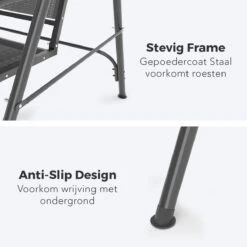 LifeGoods Schommelbank - 3-zits - Tot 250KG - Kantelbaar Dak - UV-bestendig Zonnescherm - 172x104x162cm - Grijs -Tuinmeubelen Winkel 1200x1200 186